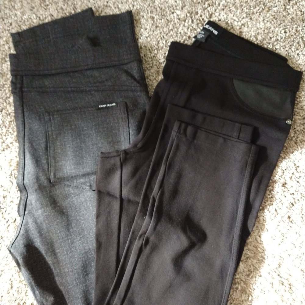 2 Pairs - One Gray, One Black DKNY Jean Leggings Size Small New
